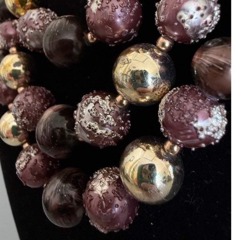 Vintage‎ Japan Purple Sugared Multi Strand Bead Necklace 14"